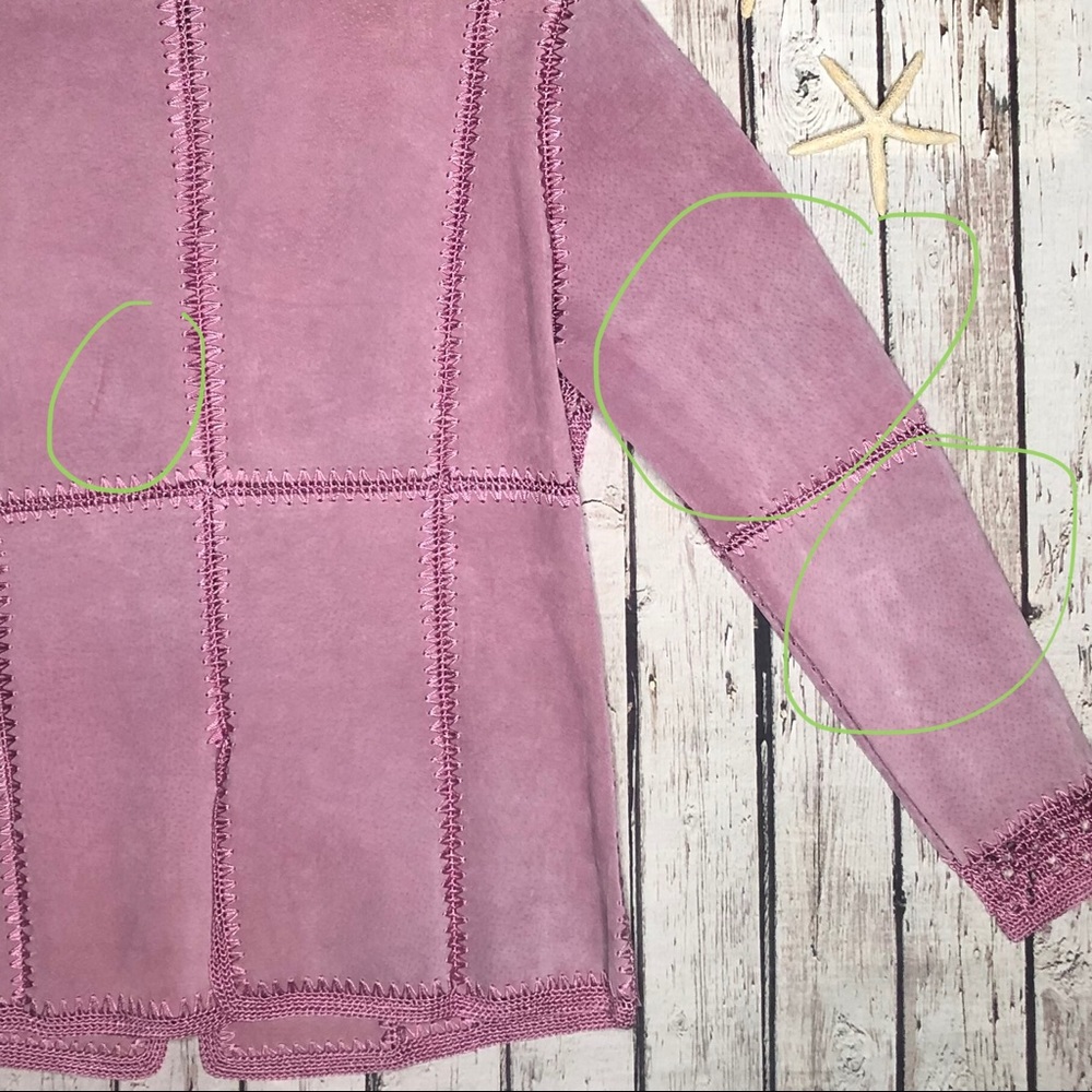 Pink Leather Button Down Jacket Size Medium - image 7